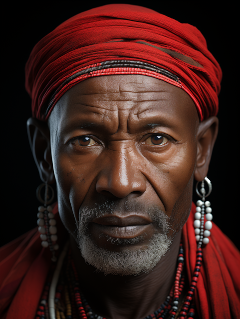 Portrait of Elder with Red Headwrap