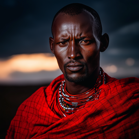 Portrait of Man in Traditional Red Attire