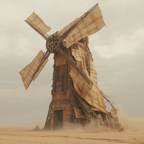 Post-Apocalyptic Windmill in Desert Storm