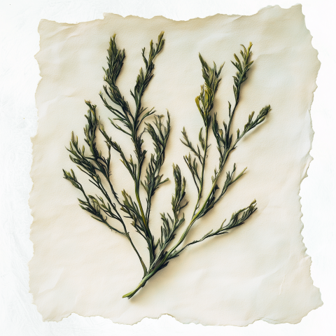 Pressed Herb on Textured Handmade Paper