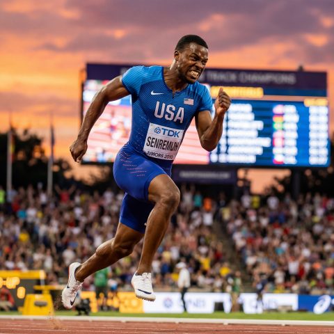 Professional Athlete in Intense Competition at Sunset
