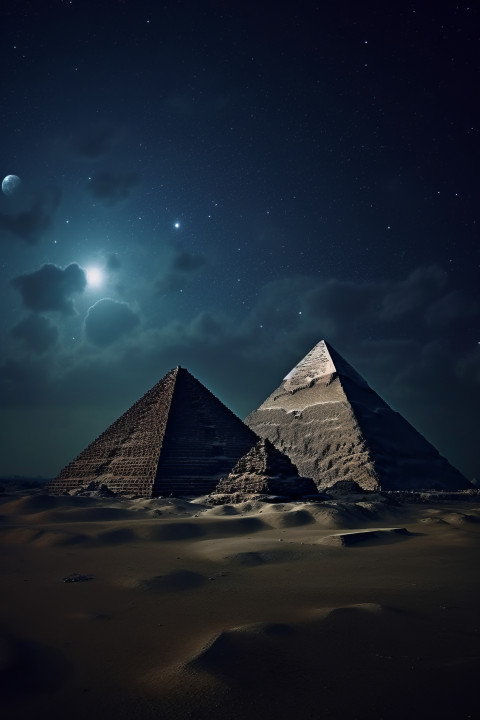 Pyramids at night