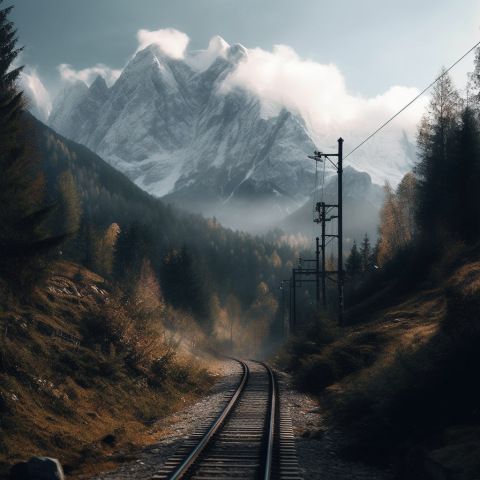 Railroad tracks running through the mountain