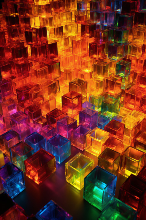 Rainbow glass cubes