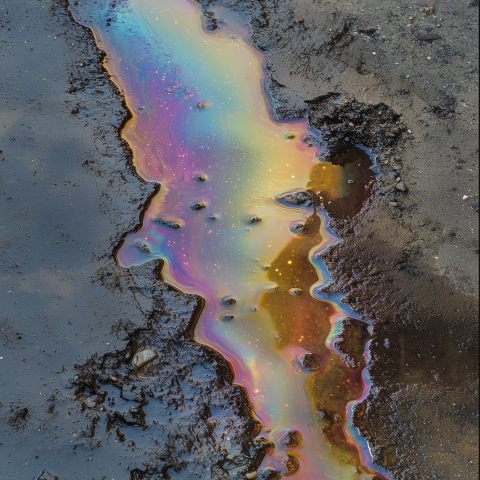 Rainbow Oil Slick on Wet Pavement