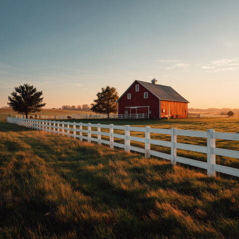 Red Barn at Golden Hour Farm