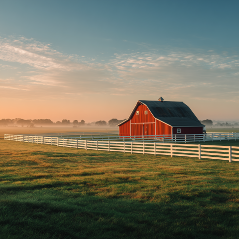 Red Barn in Peaceful Countryside