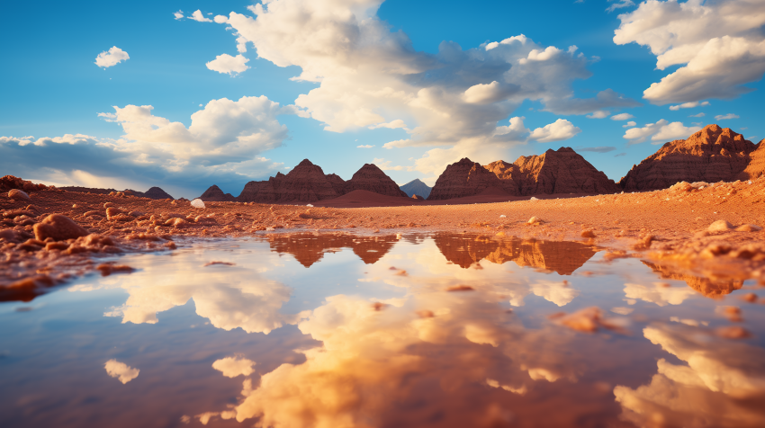 Red Desert Mountains Reflected in Pool