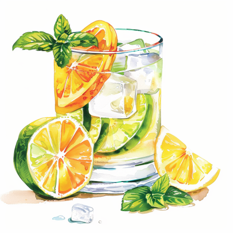 Refreshing Cocktail with Zesty Citrus Fruits