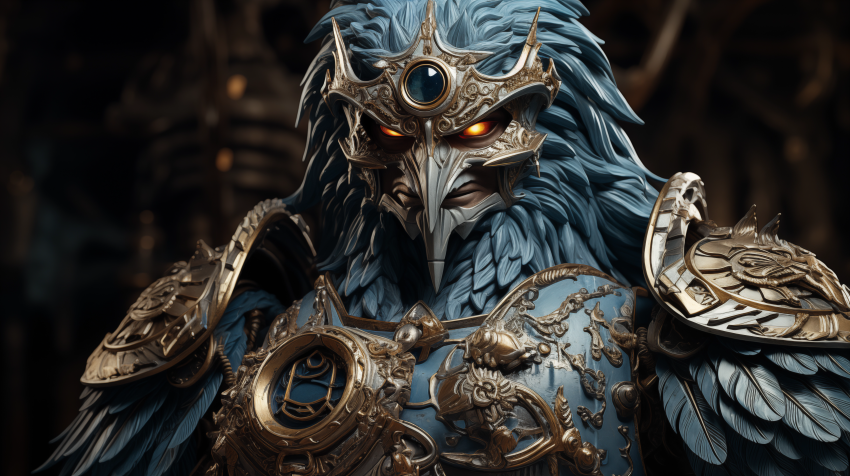 Regal Bird Warrior in Ornate Armor