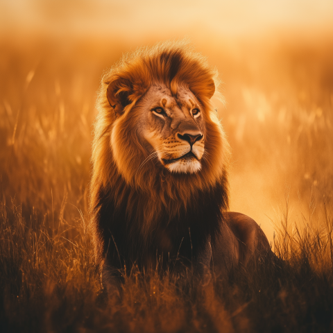 Regal Lion at Sunset in Savannah