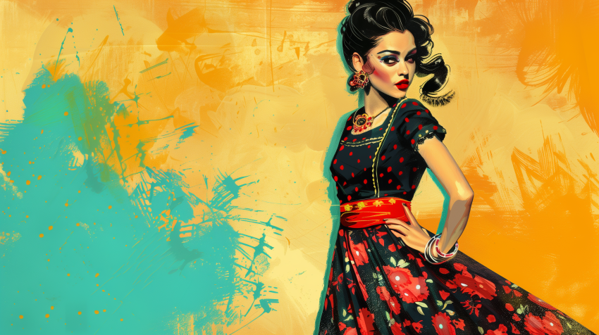 Retro Rockabilly with Indian Lehenga