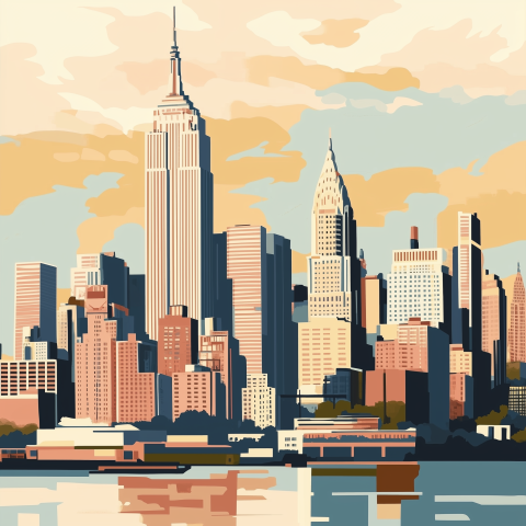 Retro Style Skyline of New York City
