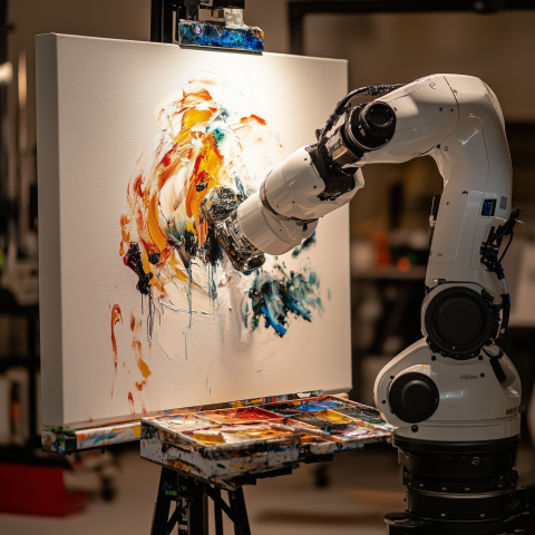 Robot Arm Painting Abstract Art on Canvas