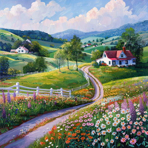 Rolling Hills and Wildflower Meadows