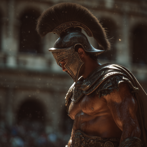 Roman Gladiator in Ancient Arena