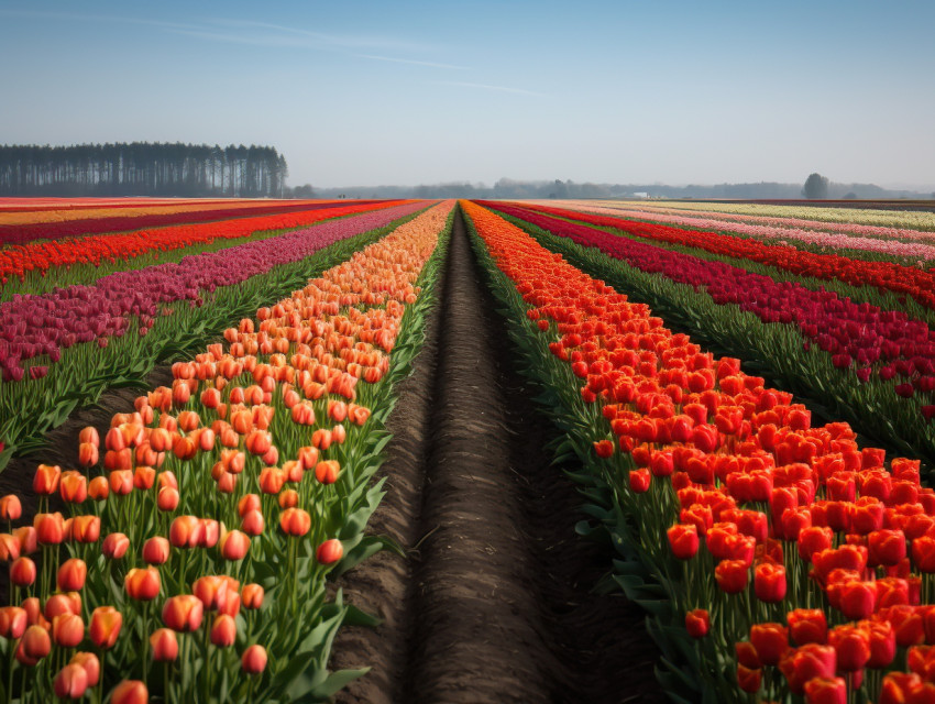 Rows of Tulips