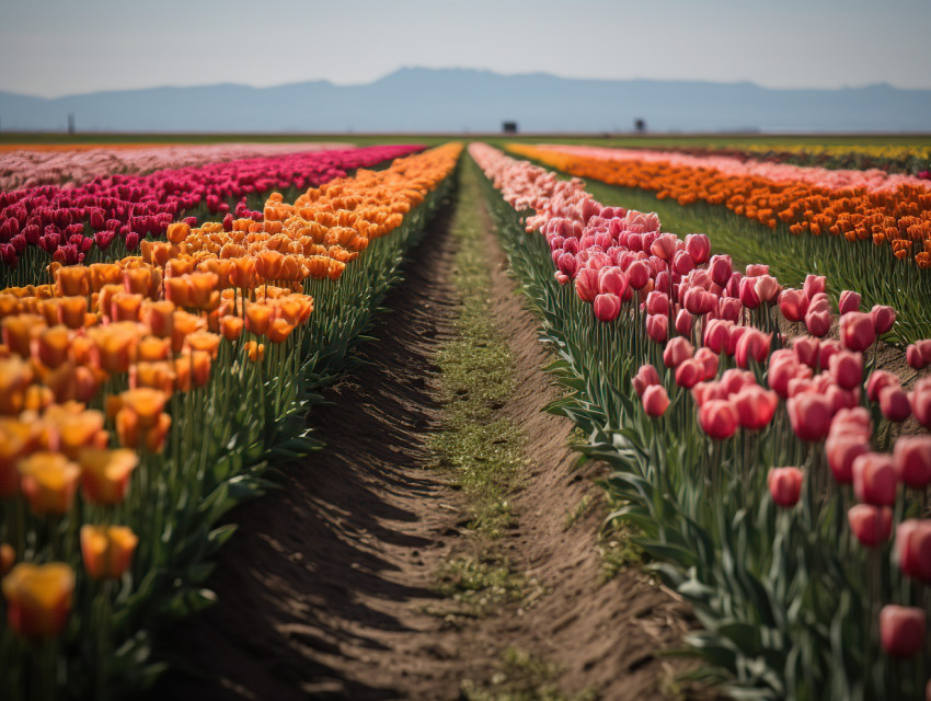 Rows of Tulips