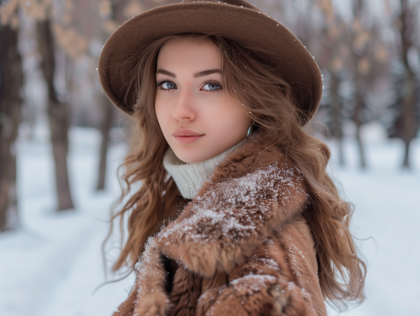 Russian Girl In Fur Coat