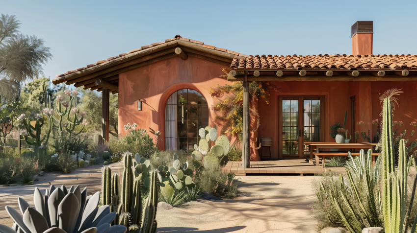 Rustic Adobe House with Desert Garden