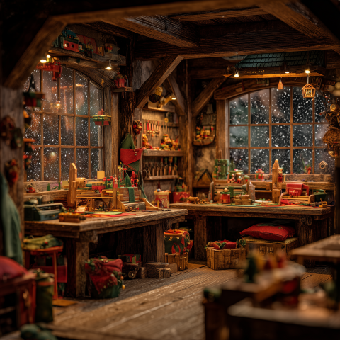 Rustic Santa’s Workshop Filled With Toys