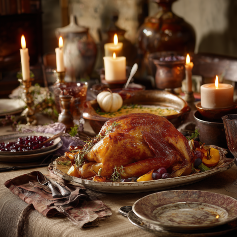 Rustic Thanksgiving Turkey Feast Table