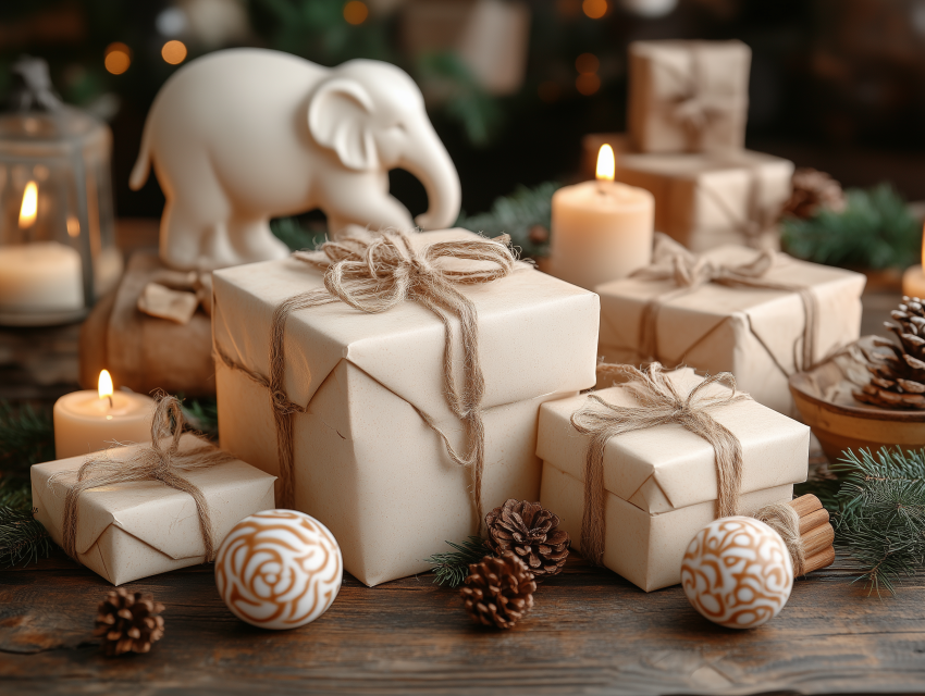 Rustic White Elephant Christmas Gifts with Candles