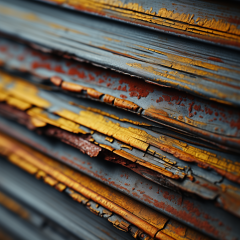 Rusty Metal Sheets with Flaking Paint