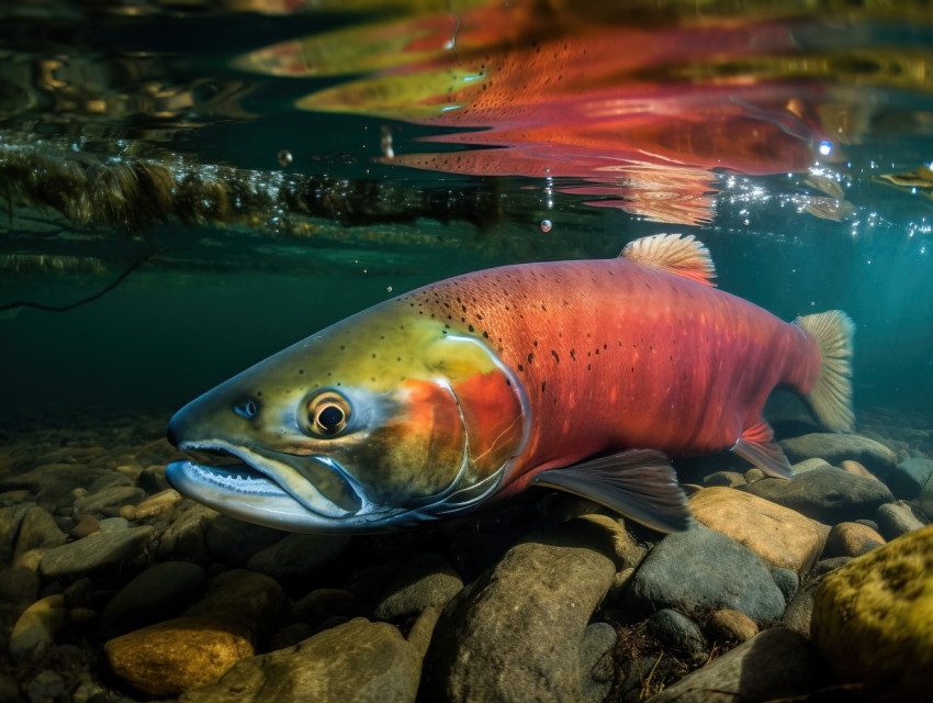 Coho Salmon Swimming Underwater
