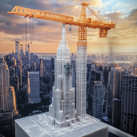 Scale Model of Skyscrapers Under Construction