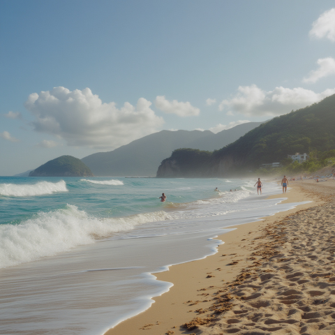 Scenic Tropical Beach with Rolling Waves