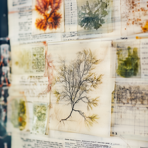 Scientific Botanical Study of Algae and Roots