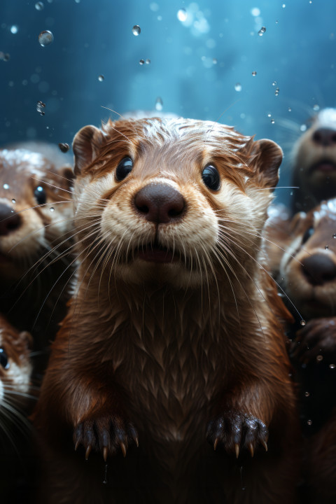 seamless cute otters  photo realism