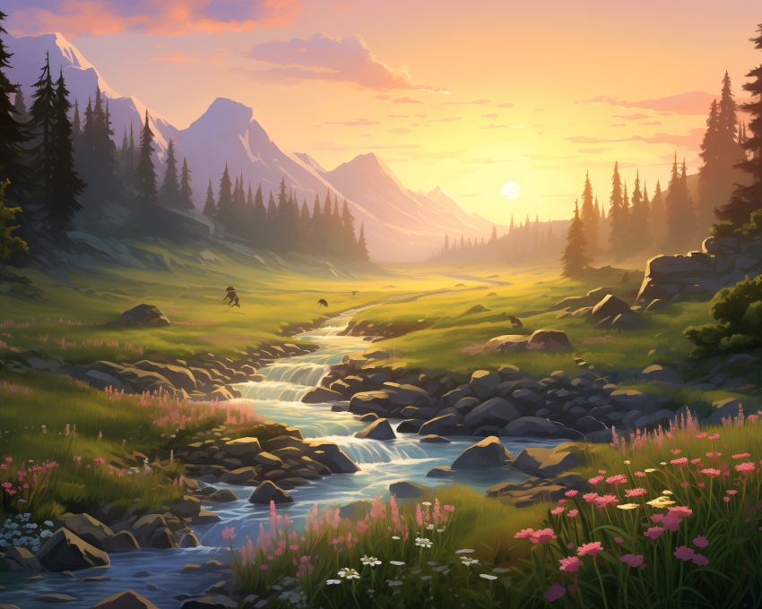 Serene Meadow Dawn