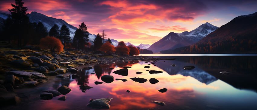 Serene Mountain Lake at Sunset