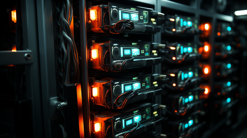 Server Rack With Glowing Indicators