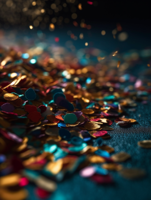 Colorful Shimmering Confetti on Surface