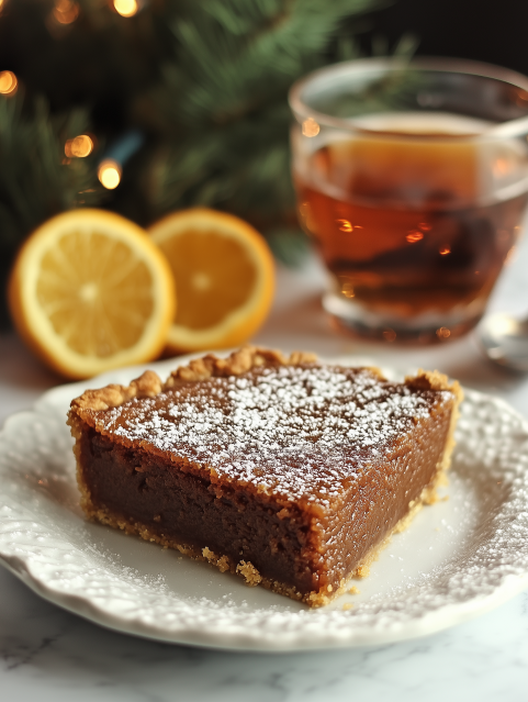 Slice of Holiday Spice Pie with Tea