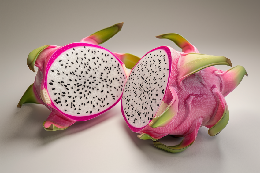 Sliced Dragon Fruit on White Surface