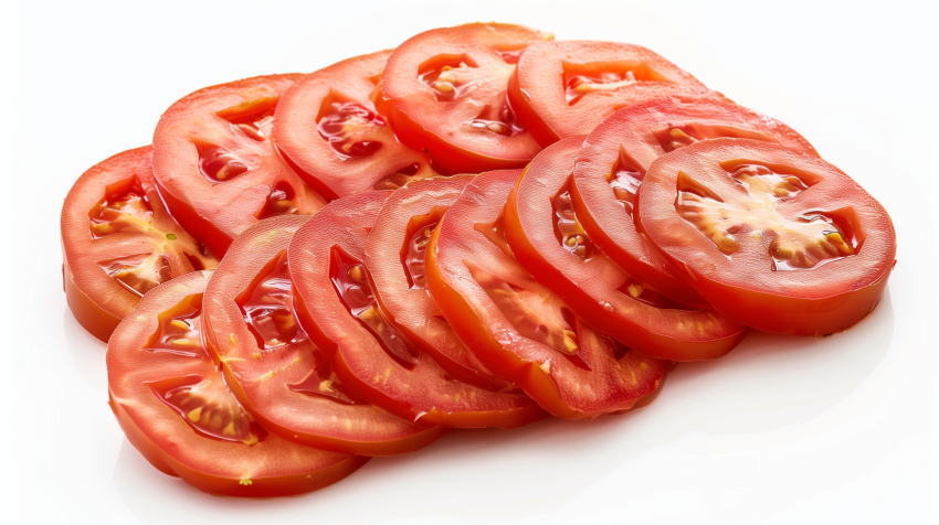 Sliced Fresh Tomatoes on White Background
