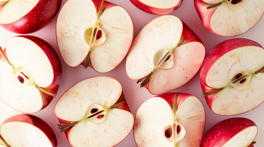 Sliced Red Apples with Visible Seeds