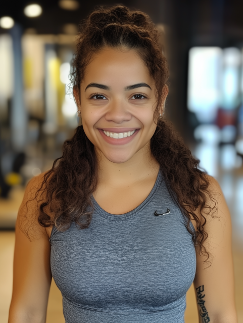 Smiling Woman in Athletic Wear at Gym