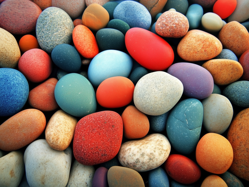 Smooth Multi-Colored Stones in Natural Setting