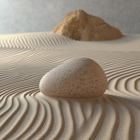 Smooth Stone on Rippling Desert Sand