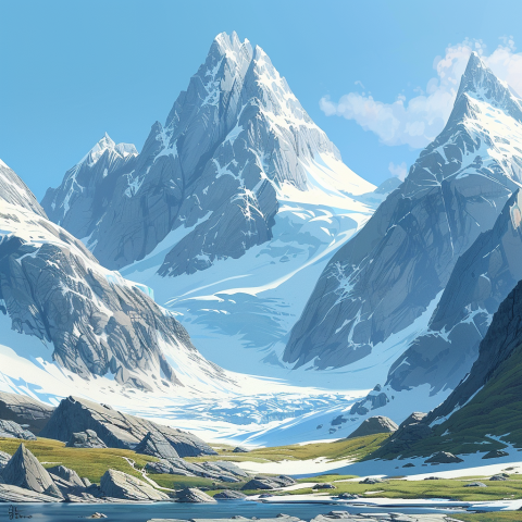 Snow Capped Peaks and Icy Glaciers