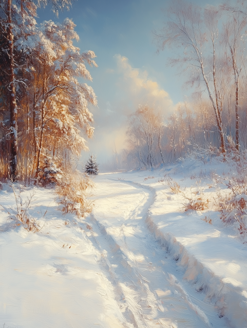 Snowy Path Through a Winter Forest