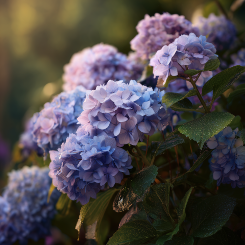 Soft Pastel Hydrangeas in Golden Light