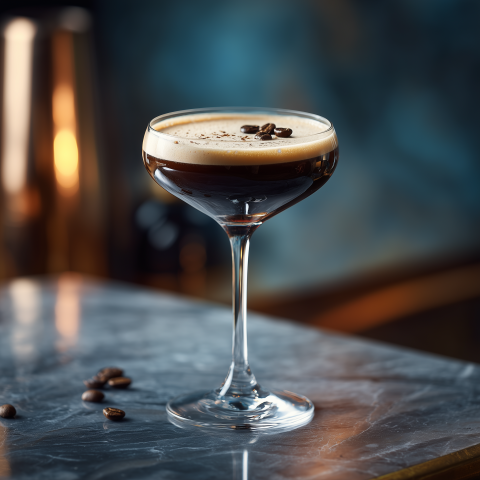 Sophisticated Espresso Martini on Marble Bar