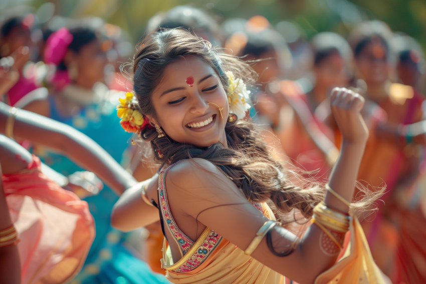 South Indian Girls Embrace Festive Fun