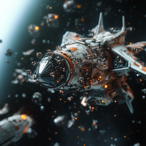 Spaceship Navigating Asteroid Field